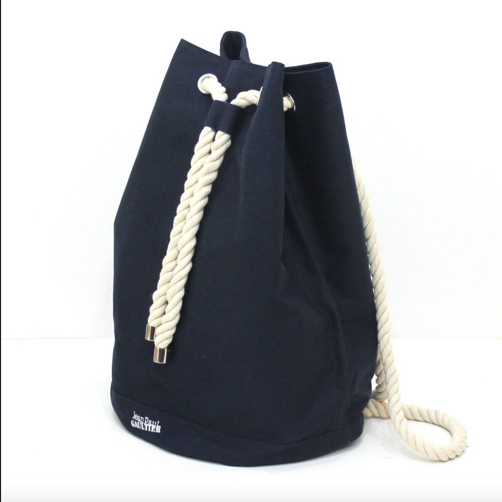 Jean Paul Gaultier Navy Canvas Drawstring Backpack